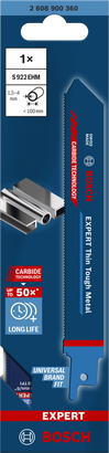 Bosch EXPERT Thin Tough Metal S 922 EHM reciprocating saw blade.