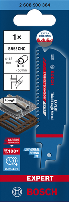Bosch EXPERT S 555 CHC reciprocating saw blade for thick tough metal.