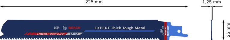 EXPERT Thick Tough Metal S1155CHC Reciprocating Saw Blade 1-pc Bosch EXPERT Thick Tough Metal S1155CHC reciprocating saw blade.