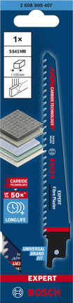 EXPERT ‘Fiber Plaster’ S 641 HM Reciprocating Saw Blade 1-pc Bosch EXPERT Fiber Plaster S 641 HM reciprocating saw blade.