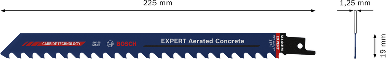EXPERT ‘Aerated Concrete’ S 1141 HM Reciprocating Saw Blade 1-pc Bosch EXPERT Aerated Concrete reciprocating saw blade 225mm.