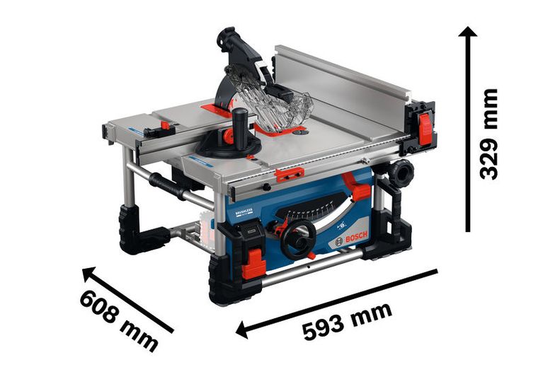 GTS 18V-70 Bosch GTS 18V-70 table saw with compact dimensions.