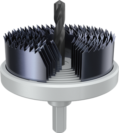 Bosch wood and drywall arbored hole saw set 26–51 mm.