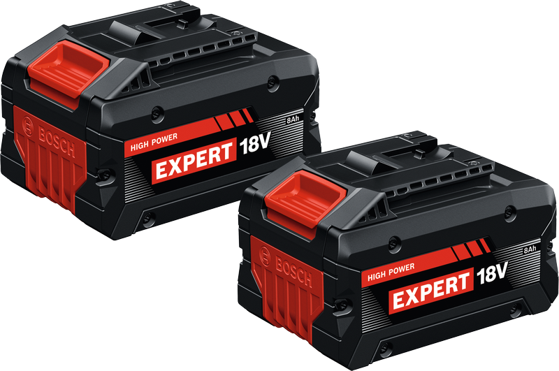 Bosch 18V 8Ah Expert lithium-ion batteries pair.