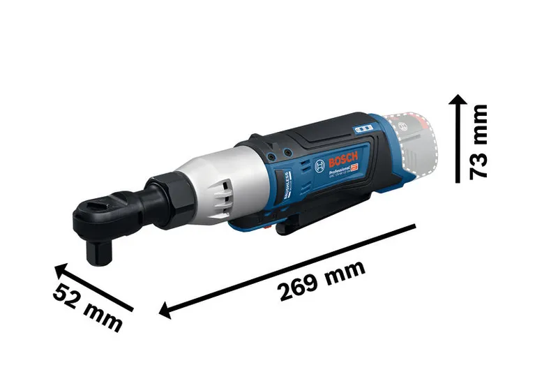 GRC 12V-60 1/2 SN Bosch GRC 12V-60 1/2 SN cordless ratchet wrench with dimensions.