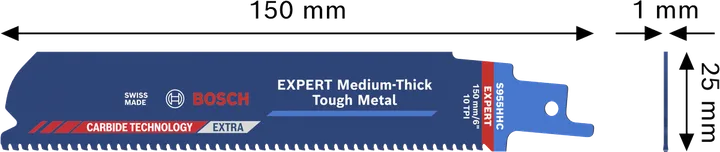 EXPERT Medium-Thick Tough Metal S955HHC Bosch EXPERT S955HHC blade for medium-thick tough metal.