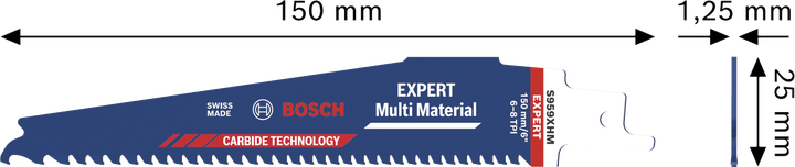 EXPERT Multi Material S959XHM Bosch EXPERT Multi Material S959XHM blade with carbide teeth.