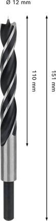 Bosch PRO Wood Brad Point Drill Bit 12 x 110 x 151 mm.