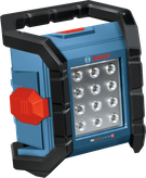 Bosch GLI18V-1500 cordless jobsite light with LED panel.