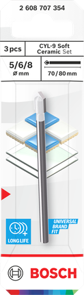 Bosch CYL-9 Soft Ceramic Drill Bit Set for tiles and glass.