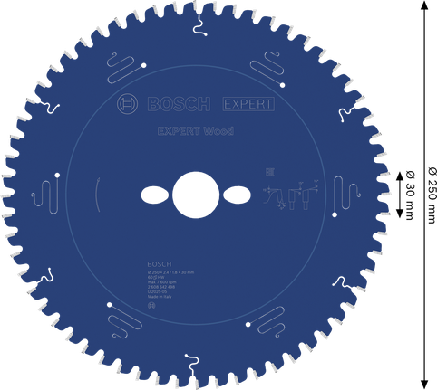 EXPERT Wood Circular Saw Blade, 250 x 2.4/1.8 x 30 mm, T60 Bosch EXPERT Wood Circular Saw Blade 250mm T60.
