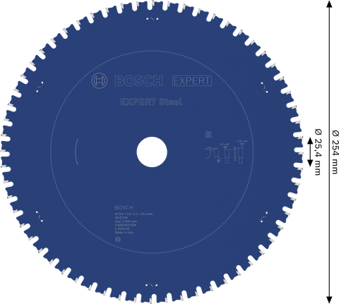 EXPERT Steel Circular Saw Blade, 254 x 2.6/2.2 x 25.4 mm, T60 Bosch EXPERT Steel circular saw blade 254mm T60.