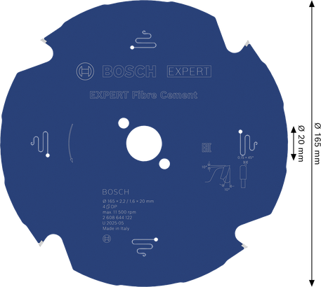 EXPERT Fibre Cement Bosch EXPERT Fibre Cement Circular Saw Blade 165mm 4 teeth.
