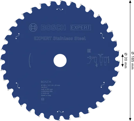 EXPERT Stainless Steel Bosch EXPERT Stainless Steel Circular Saw Blade 185 mm.