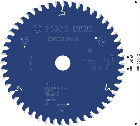 Bosch EXPERT Wood circular saw blade 165mm 48T.