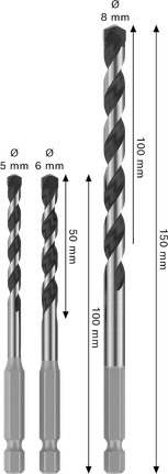 Bosch PRO HEX-5 drill bit set 5x100 6x100 8x150 mm 3 pcs.