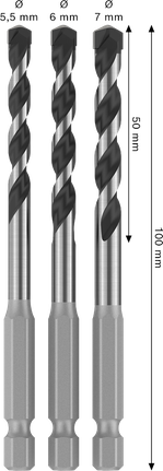 Bosch PRO HEX-5 drill bit set 5.5, 6, 7 mm, 3 pieces.