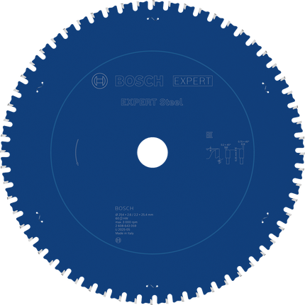 EXPERT Steel Circular Saw Blade, 254 x 2.6/2.2 x 25.4 mm, T60 Bosch EXPERT Steel circular saw blade with 60 teeth.
