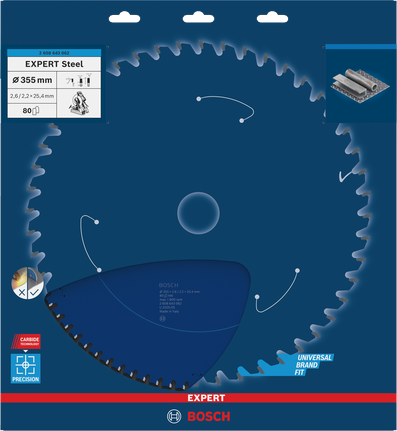 EXPERT Steel Circular Saw Blade, 355 x 2.6/2.2 x 25.4 mm, T80 Bosch EXPERT Steel circular saw blade 355 mm.