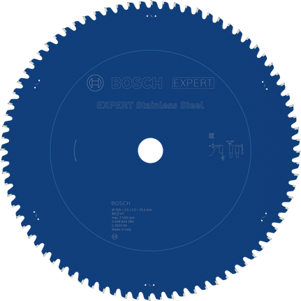 EXPERT Stainless Steel Circular Saw Blade, 305 x 2.5/2.2 x 25.4 mm, T80 Bosch EXPERT Stainless Steel Circular Saw Blade, 80 teeth.
