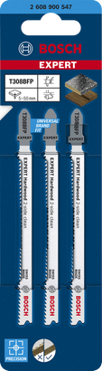 EXPERT Hardwood 2-side clean T308BFP Bosch EXPERT Hardwood T308BFP jigsaw blades 3-pack.