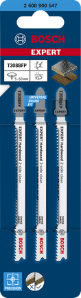 EXPERT Hardwood 2-side clean T308BFP Jigsaw Blade, 3 pcs Bosch EXPERT Hardwood T308BFP jigsaw blades 3-pack.