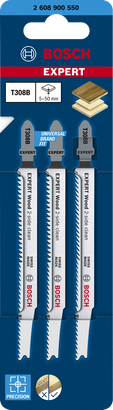 Bosch EXPERT Wood 2-side clean T308B jigsaw blades 3-pack.