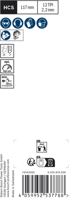 Bosch EXPERT Wood 2-side clean T308BO Jigsaw Blade, 117 mm.