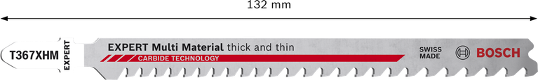 EXPERT ‘Multi Material‘ T 367 XHM Jigsaw Blade 3-pc Bosch EXPERT Multi Material T367XHM carbide jigsaw blade.