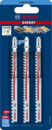 EXPERT ‘Multi Material‘ T 367 XHM Jigsaw Blade 3-pc Bosch EXPERT T367XHM carbide jigsaw blades 3-pack.