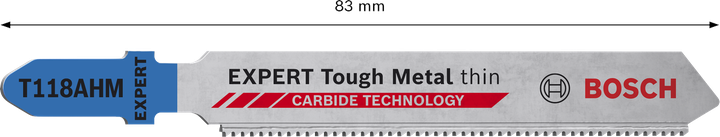 EXPERT Tough Metal thin T118AHM Bosch EXPERT Tough Metal thin T118AHM carbide jigsaw blade.