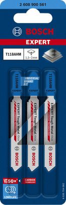 EXPERT Tough Metal thin T118AHM Bosch EXPERT Tough Metal T118AHM carbide jigsaw blades.