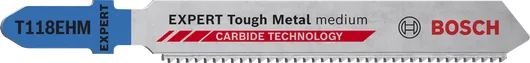 EXPERT Tough Metal medium T118EHM Jigsaw Blade  Bosch EXPERT Tough Metal T118EHM jigsaw blade with carbide teeth.