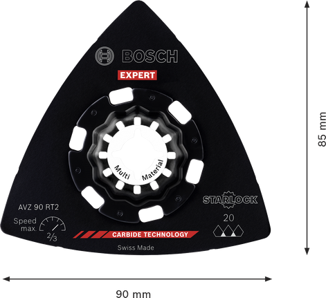 Bosch EXPERT AVZ 90 RT2 carbide sanding plate, 90 mm.