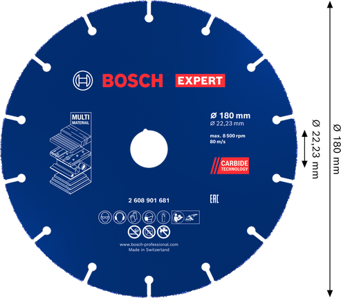 Bosch EXPERT Multi Material Carbide Cutting Disc 180 mm.