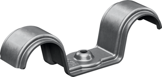 Bosch double conduit strap, metal clamp for pipe fixing.