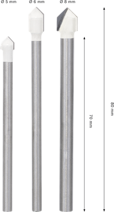 Bosch CYL-9 Soft Ceramic Drill Bit Set, 3 pieces.