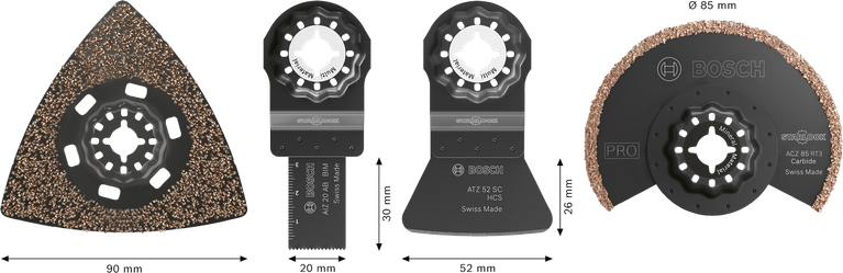 Bosch Tiling Set 4 pcs accessory kit for cutting and grout removal.