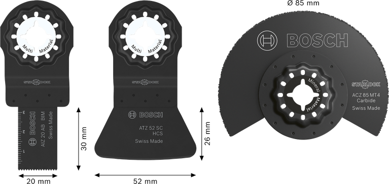 Bosch Tiling Blade Set 3 pcs with Starlock mounting.