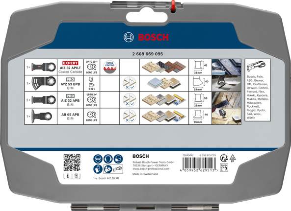 Bosch Electrician and Drywall Set 5 pcs for cutting and sanding.
