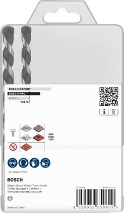 Bosch PRO HEX-5 drill bit set, 7 pieces for masonry.