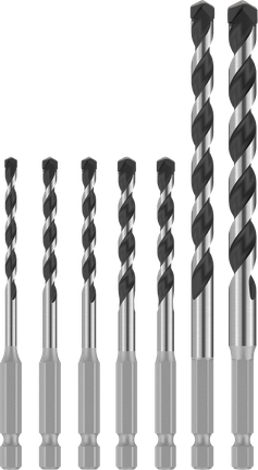 Bosch PRO HEX-5 drill bit set, 7 pieces assorted sizes.