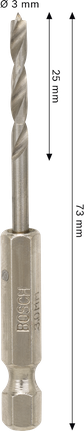 Bosch PRO Wood HSS Brad Point Drill Bit 3 x 25 x 73 mm.