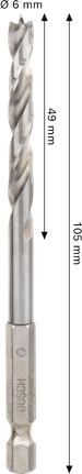 Bosch PRO Wood HSS Brad Point Drill Bit 6 mm.