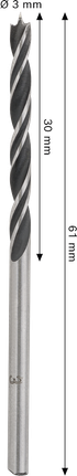 Bosch PRO Wood Brad Point Drill Bit 3 mm for precise wood drilling.