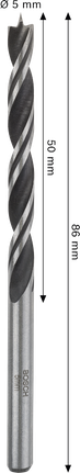 Bosch PRO Wood Brad Point Drill Bit 5 x 50 x 86 mm.