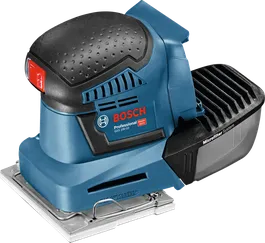 Bosch GSS 18V-10 cordless orbital sander with microfilter.
