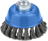 Bosch metal heavy cup brush 75 mm for angle grinders.