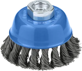 Bosch metal heavy cup brush 75 mm for angle grinders.