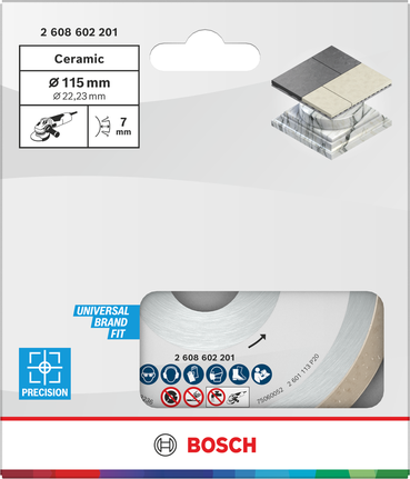 Bosch ceramic cutting disc 115 mm for precise tile work.